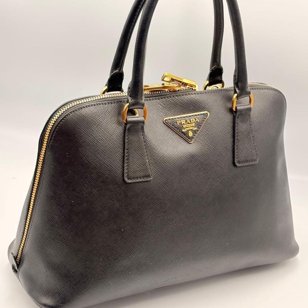 PRADA Saffiano Dome Shaped Handbag Black